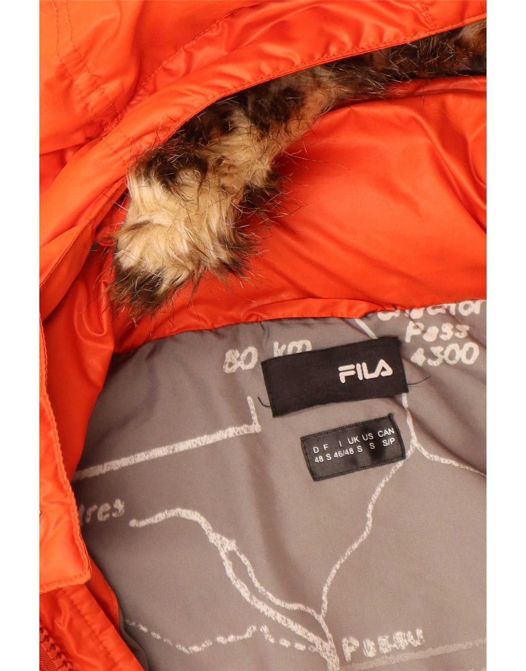 Fila Herren-Jacke mit Kapuze, gepolstert, UK 36, Größe S, Orange, Polyester