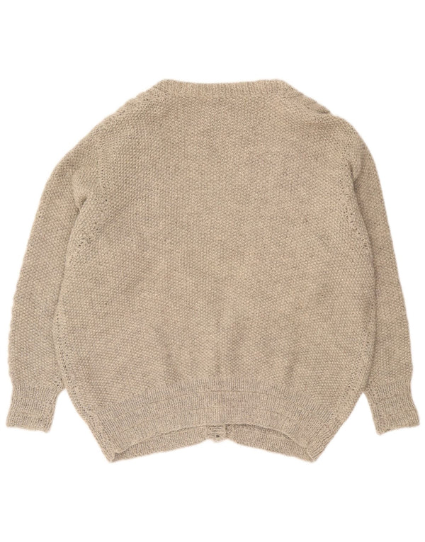 Vintage Damen Oversized Cardigan Pullover UK 16 Large Grau