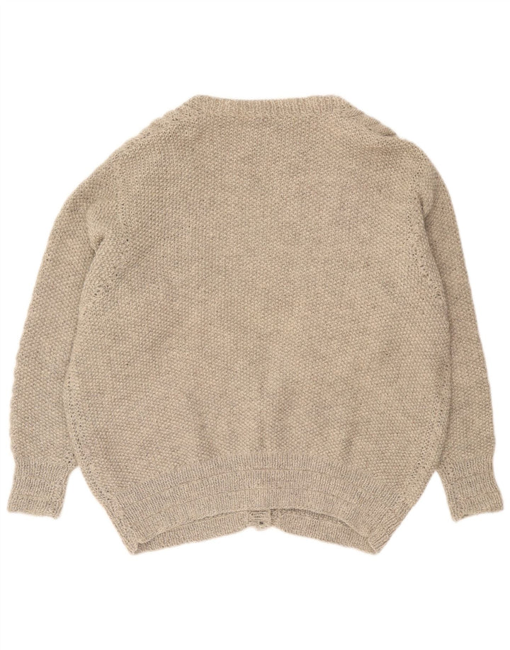 Vintage Damen Oversized Cardigan Pullover UK 16 Large Grau