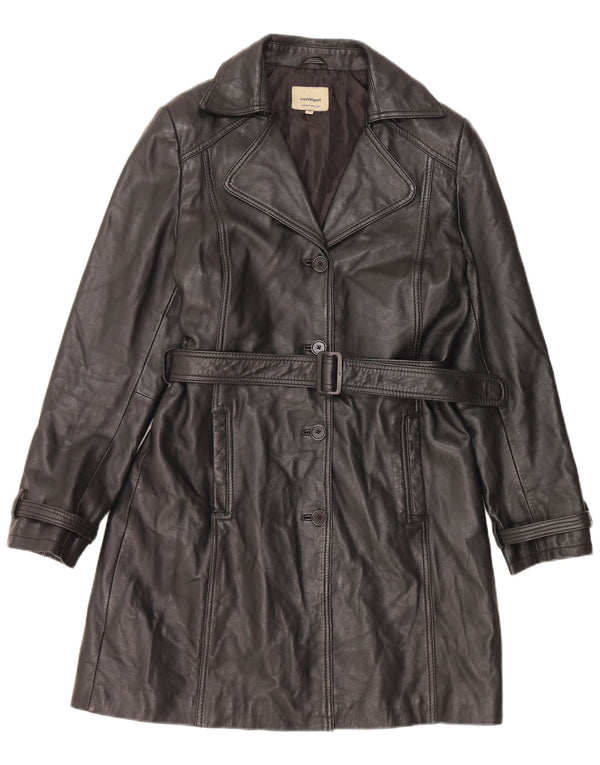 Conbipel Womens Leather Coat IT 46 Large Black Leather