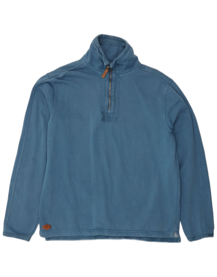 Saltrock Herren-Sweatshirt mit Reißverschluss am Hals, groß, aus blauer Baumwolle