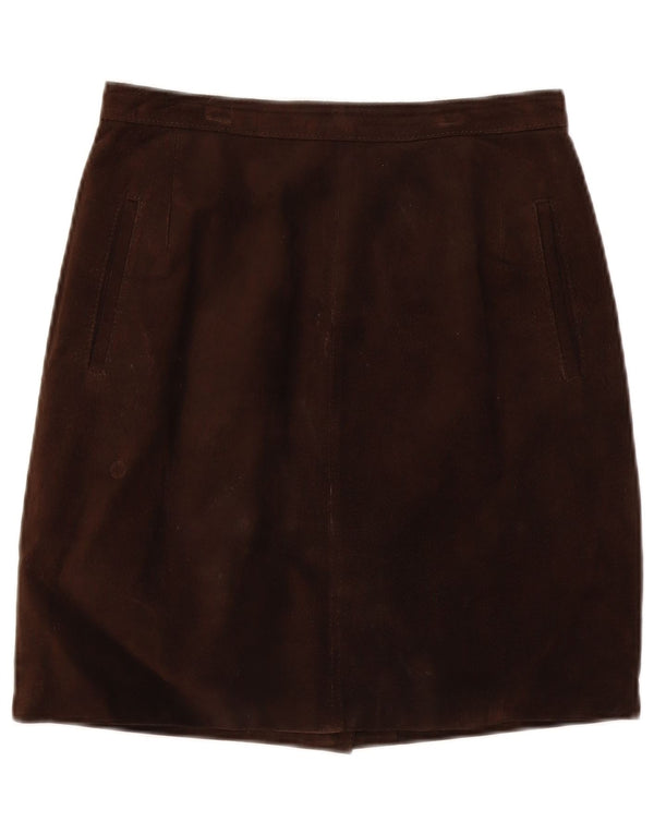 Vintage Damen Wildlederrock IT 44 Medium W28 Braunes Leder