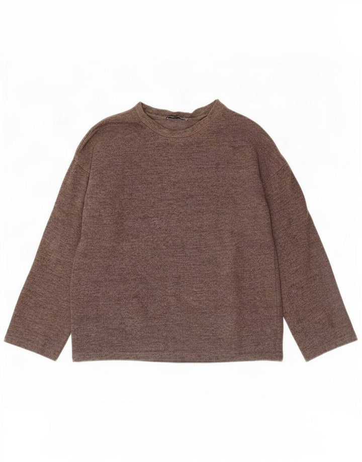 Zara Damen-Pullover, übergroß, Rundhalsausschnitt, Gr. 10, Größe S, Grau, Polyester