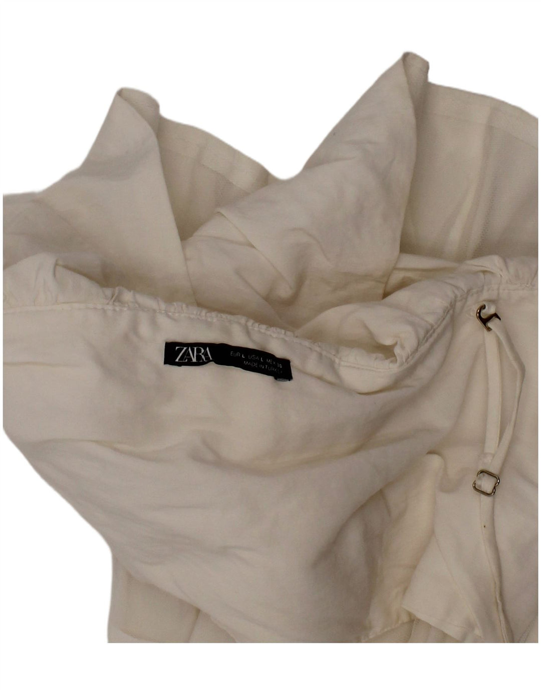 Ärmelloses, gestuftes Crop-Top für Damen von Zara, groß, aus weißer Baumwolle