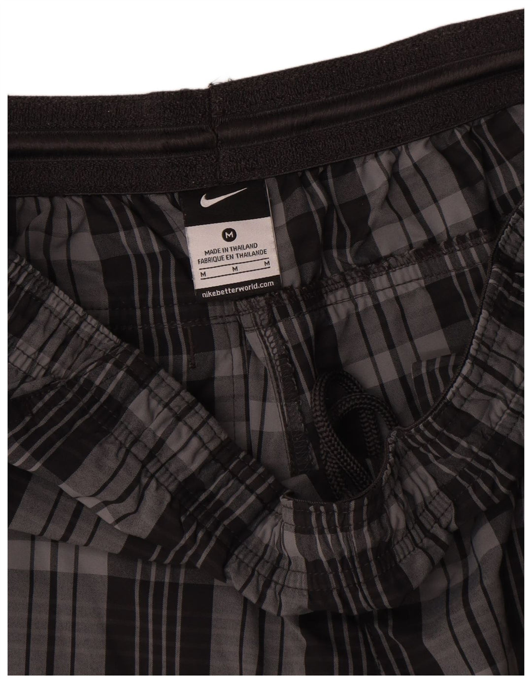 Nike Herren-Sportshorts aus mittelgrauem, kariertem Polyester