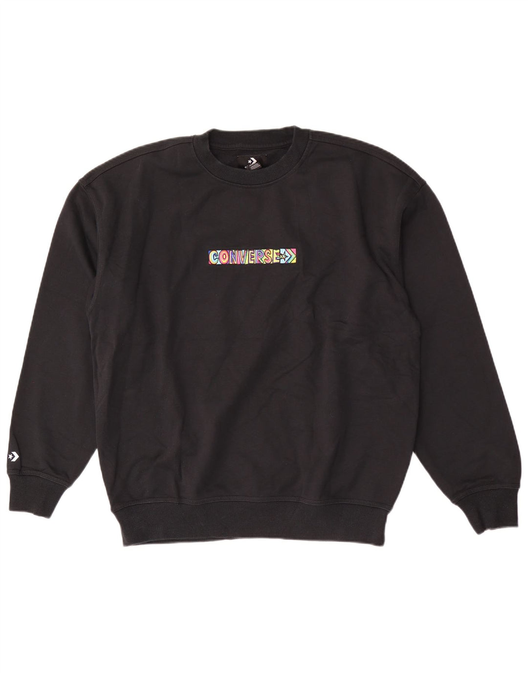 Converse Herren Grafik-Sweatshirt-Pullover aus mittelschwarzer Baumwolle