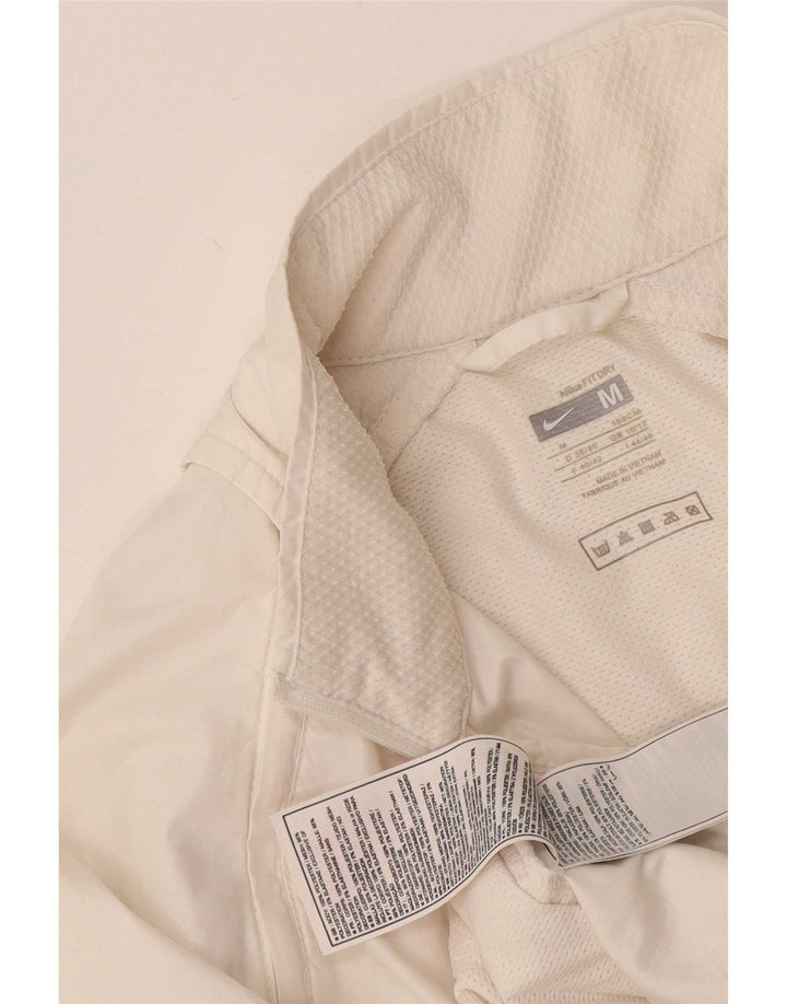 Nike Damen-Trainingsanzug-Top-Jacke UK 10/12 Mittelweißes Polyester