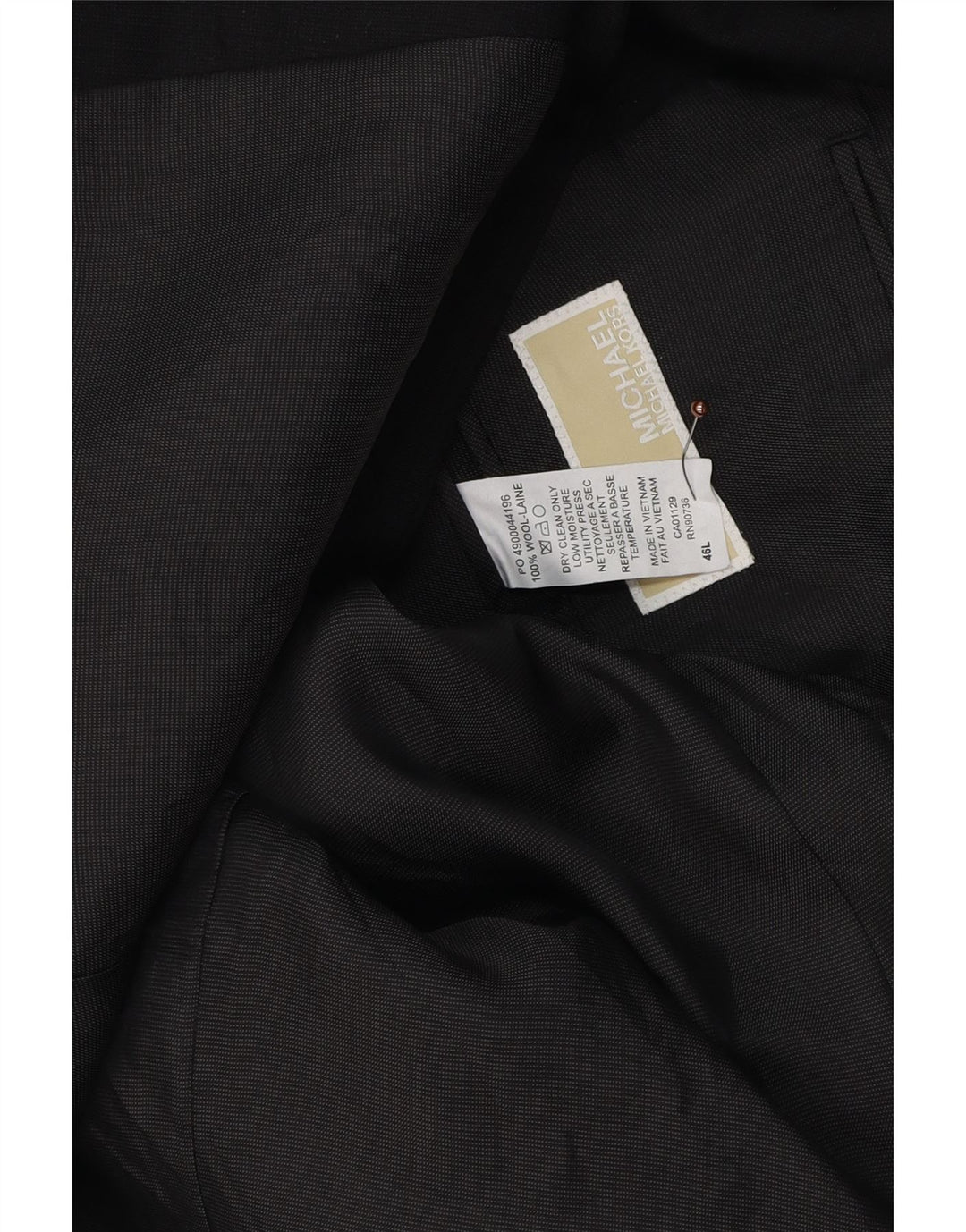 Michael Kors Herren Longline 2-Knopf-Blazerjacke UK 46 3XL Schwarze Wolle