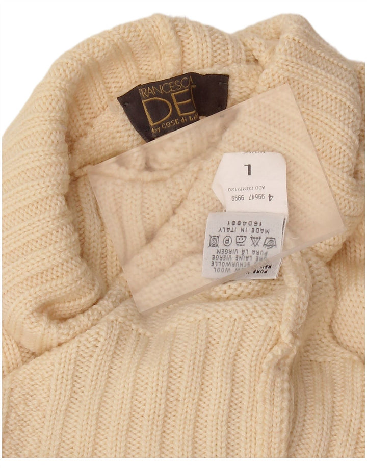 FRANCESCA Rollkragenpullover für Damen, UK 16, Größe L, Beige, Schurwolle