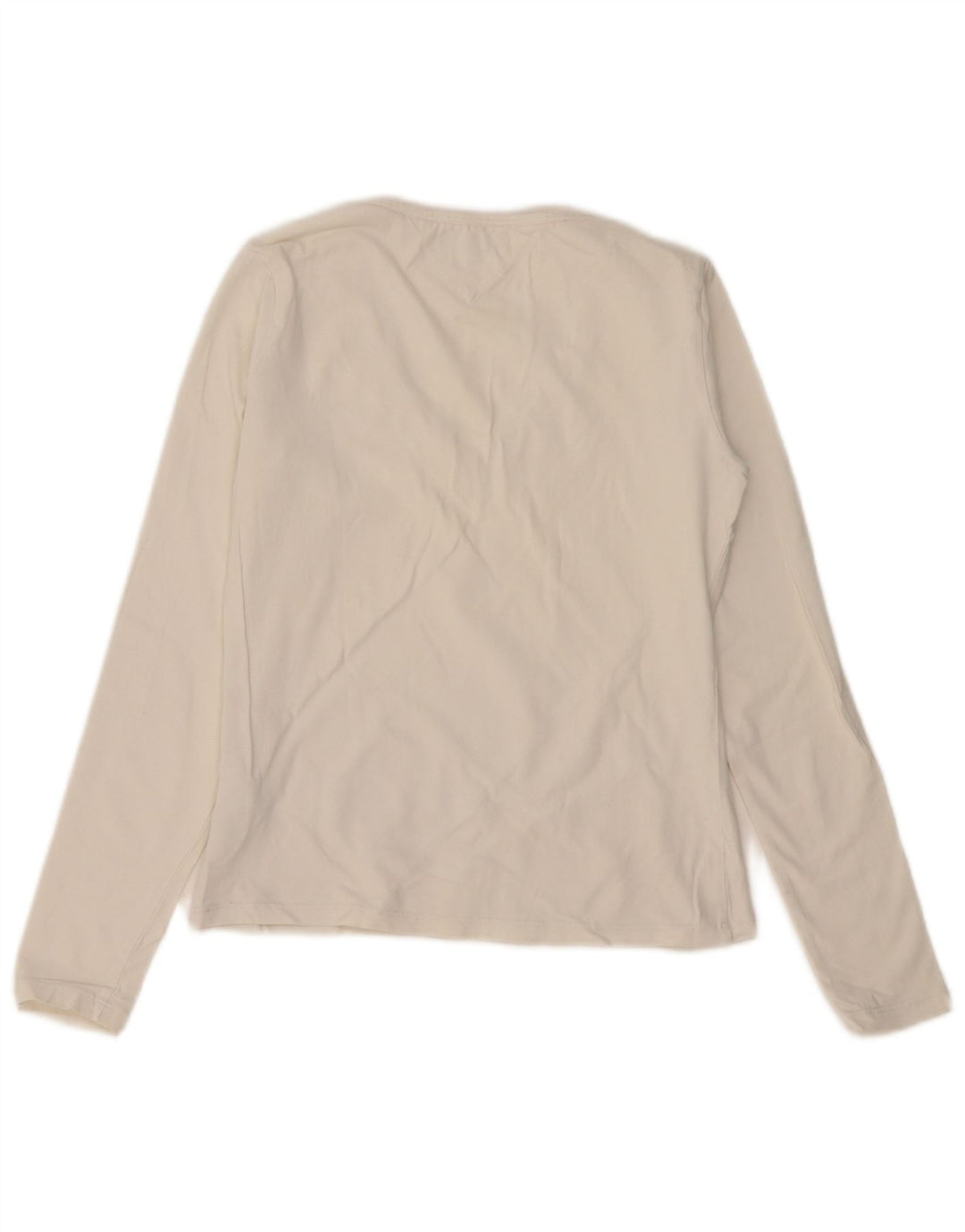 Tommy Hilfiger Damen Top Langarm UK 12 Mittelweiße Baumwolle