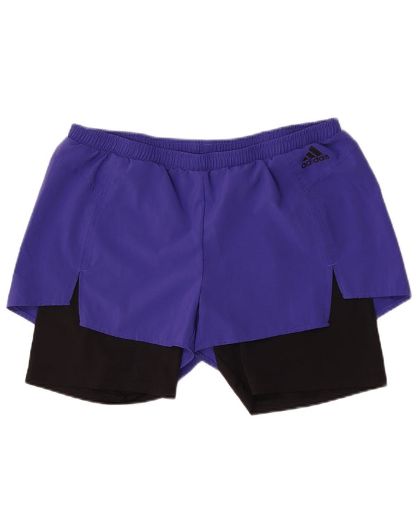 Adidas Damen Aeroready Sport Shorts UK 16/18 Large Lila Colourblock
