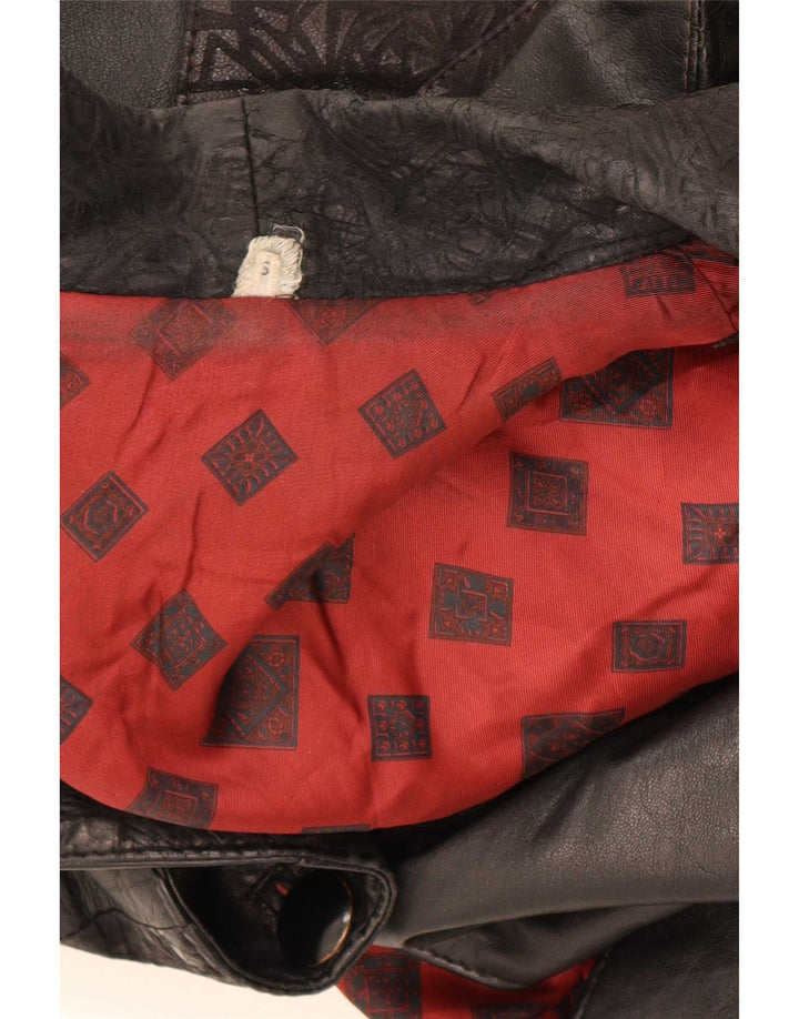 Vintage Damen Übergroße Lederjacke UK 10 Small Schwarz