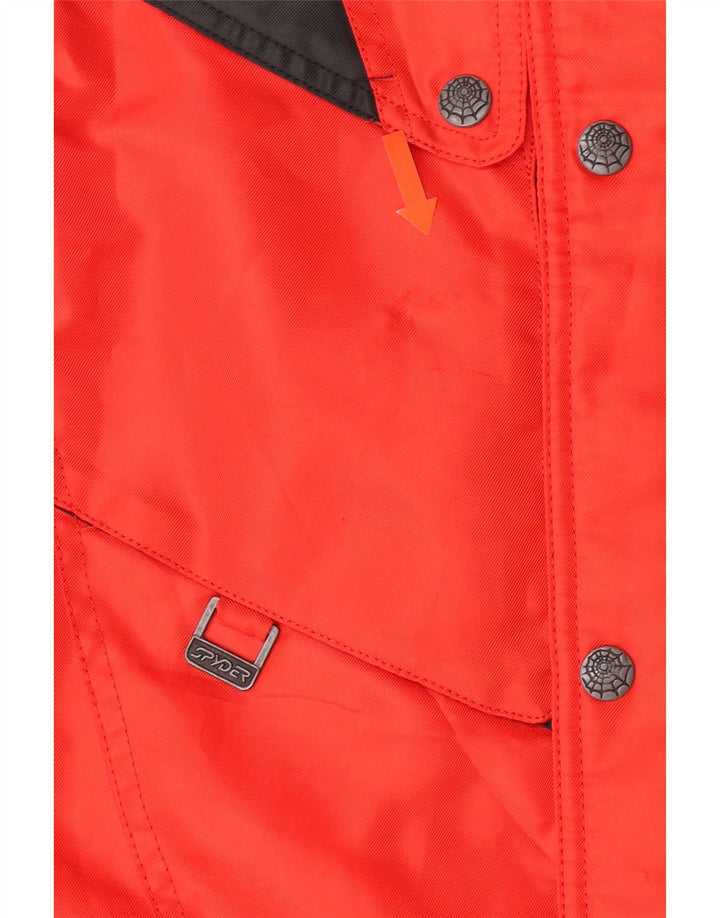 Spyder Jungen-Skijacke mit Kapuze, 11–12 Jahre, rotes Farbblock-Polyester
