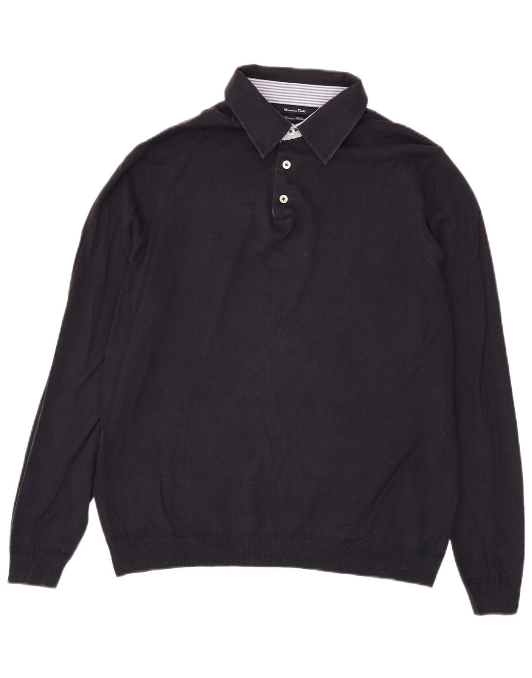 Massimo Dutti Herren-Pullover mit Rollkragen, groß, marineblaues Leinen