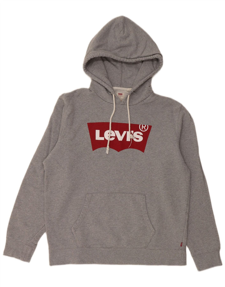 LEVI'S Herren-Kapuzenpullover mit Standard-Passform und Grafik, groß, graue Baumwolle