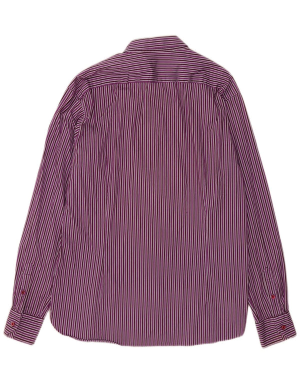 Ted Baker Herrenhemd Größe 5 XL Lila Nadelstreifen Baumwolle