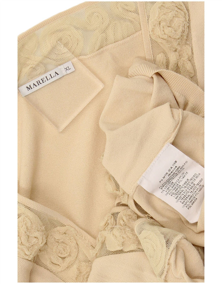 MARELLA Damen Crop Cardigan Pullover UK 18 XL Beige Viskose