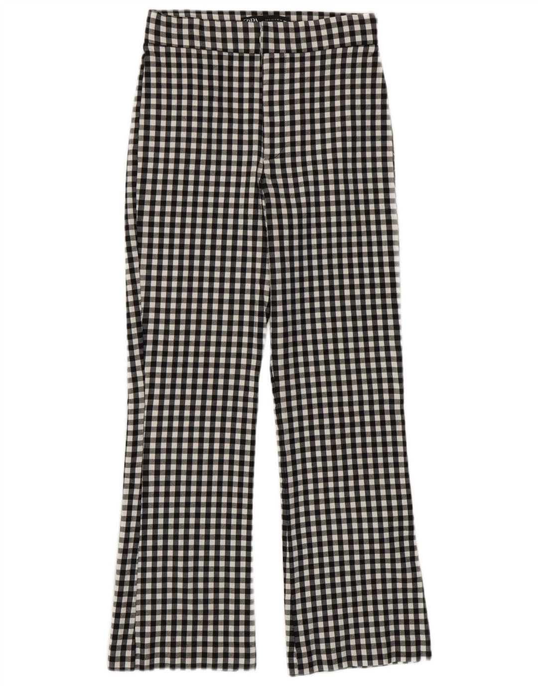 Zara Damen Bootcut Freizeithose Small W26 L25 Schwarz Gingham Viskose