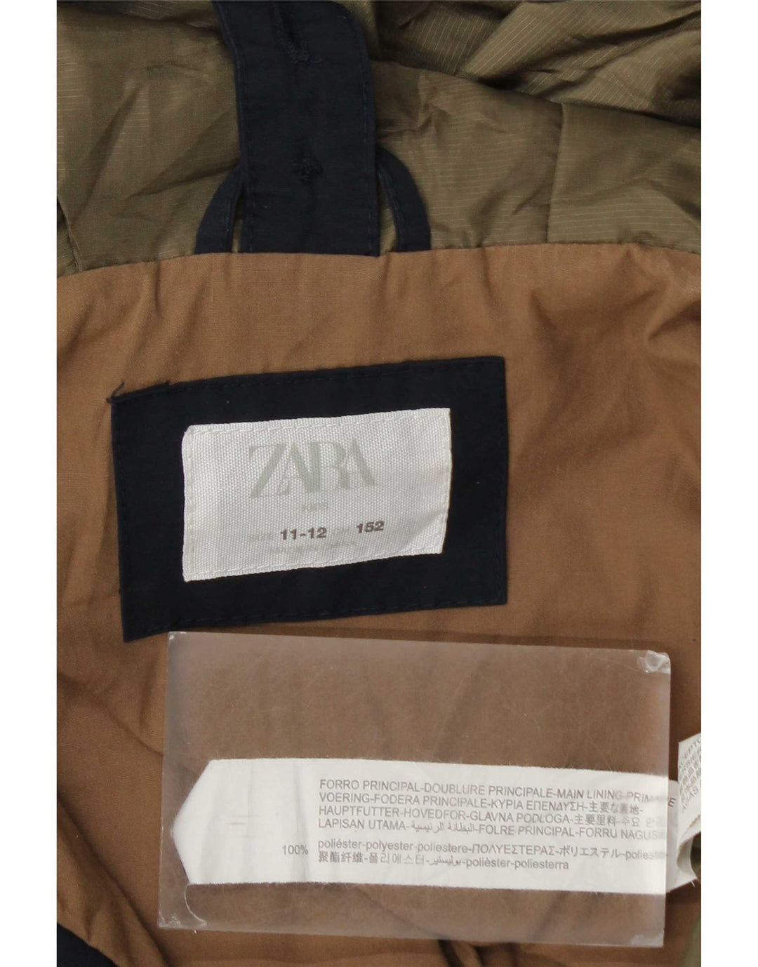 Zara Jungen-Windbreakerjacke mit Kapuze, 11–12 Jahre, marineblaues Polyester