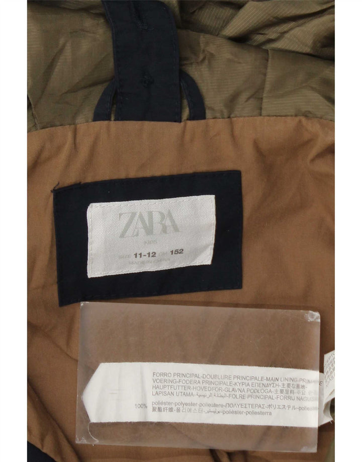 Zara Jungen-Windbreakerjacke mit Kapuze, 11–12 Jahre, marineblaues Polyester
