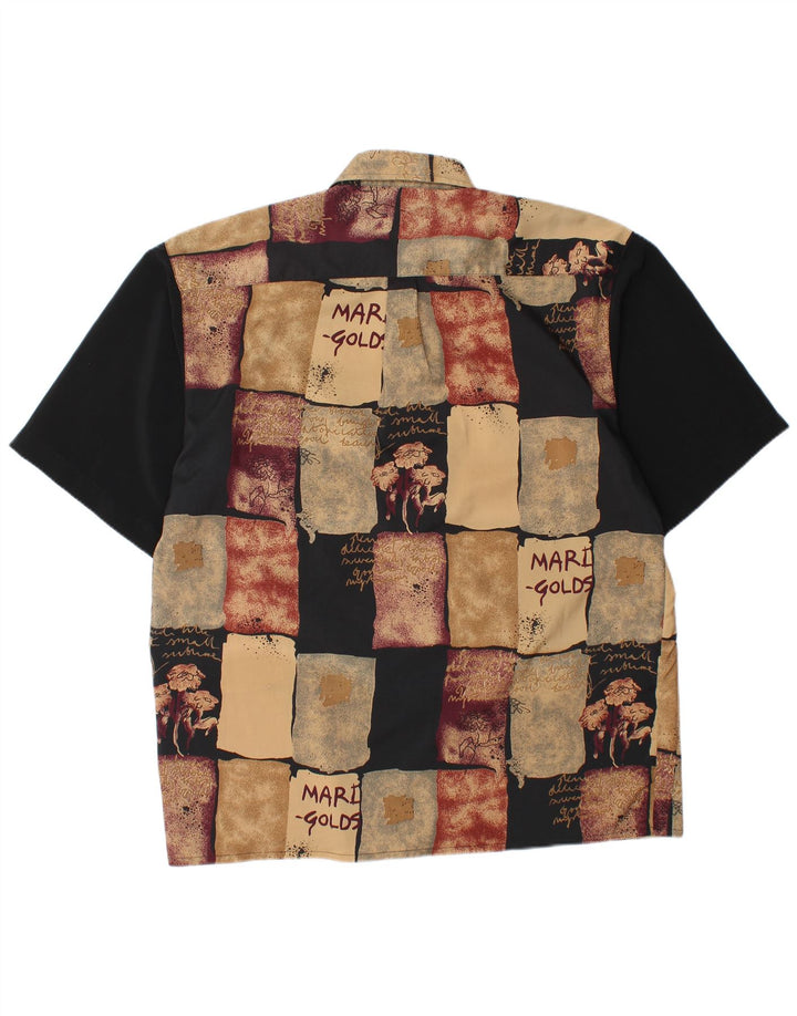 DAY-X Herren-Kurzarmhemd, Größe 15 1/2, Mittelbeige, Patchwork-Polyester