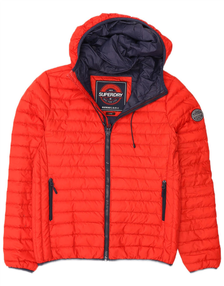 Superdry Herren-Jacke mit Kapuze, gepolstert, UK 40, Größe L, Rot, Polyester