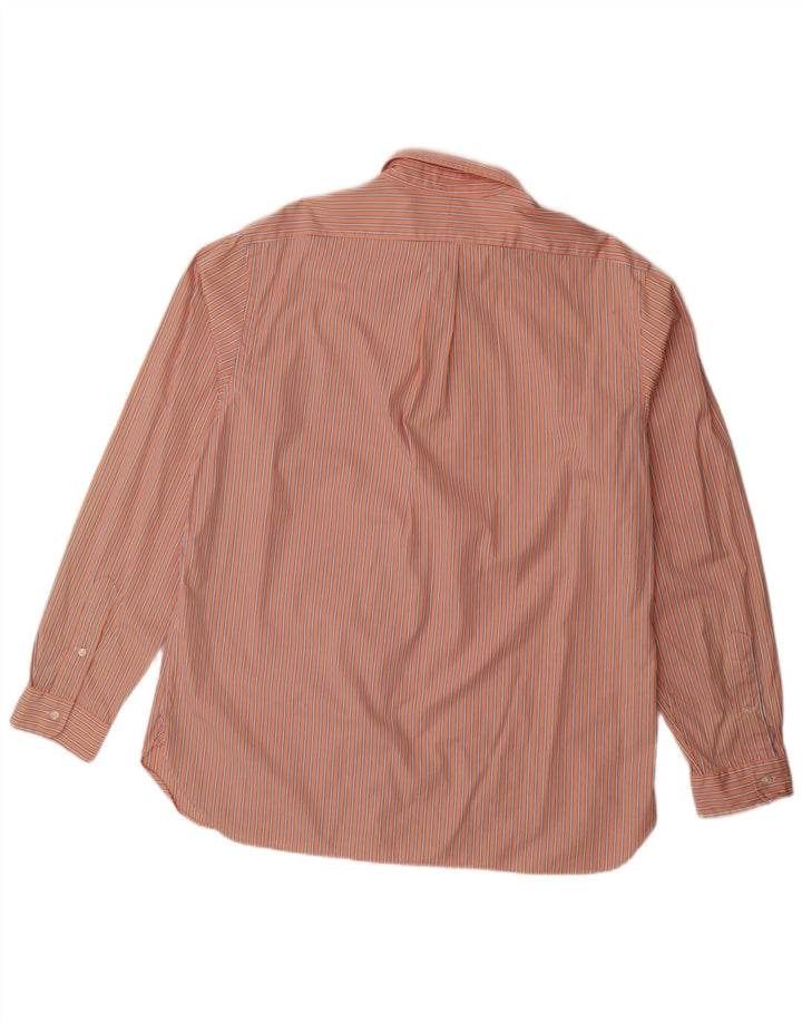 RALPH LAUREN Herrenhemd Größe 17 XL Orange gestreifte Baumwolle