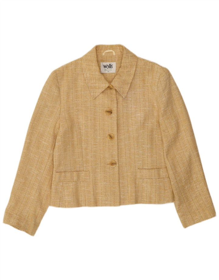 WALLIS Damen Petite Crop 4-Knopf-Blazerjacke UK 12 Mittelbeige