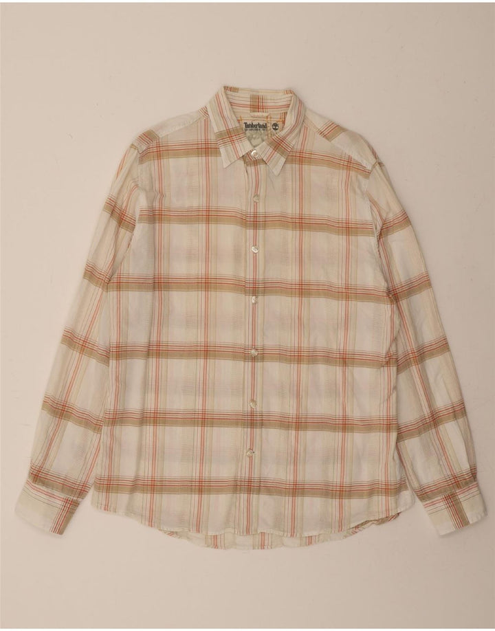 TIMBERLAND Mens Shirt Medium Beige Check Cotton Vintage Timberland and Second-Hand Timberland from Messina Hembry 