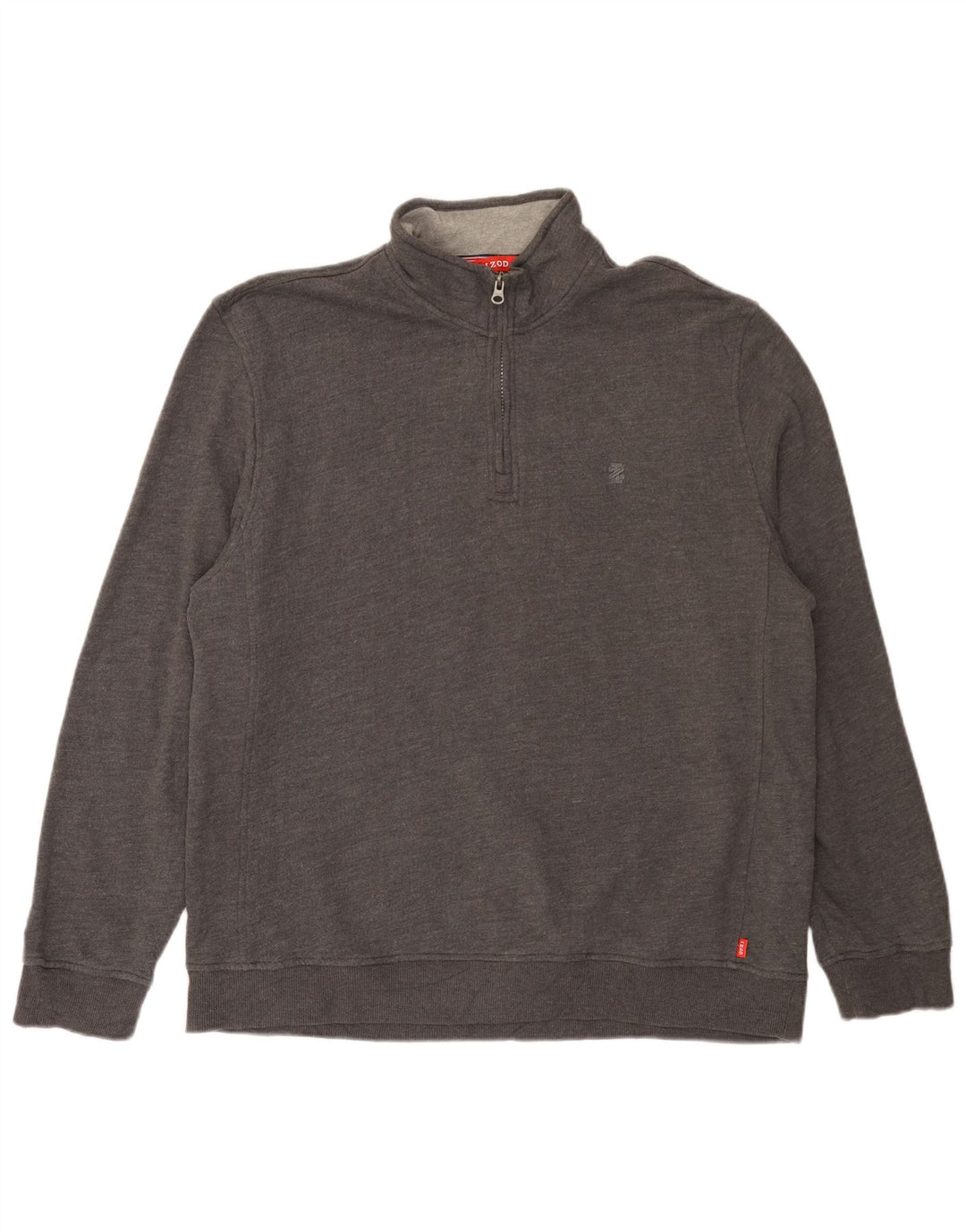 IZOD Herren-Sweatshirt mit Reißverschluss am Hals, groß, aus grauer Baumwolle