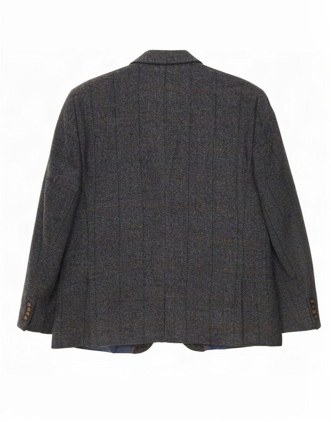 Harris Tweed Herren 2-Knopf-Blazerjacke IT 52 XL grau karierte Wolle