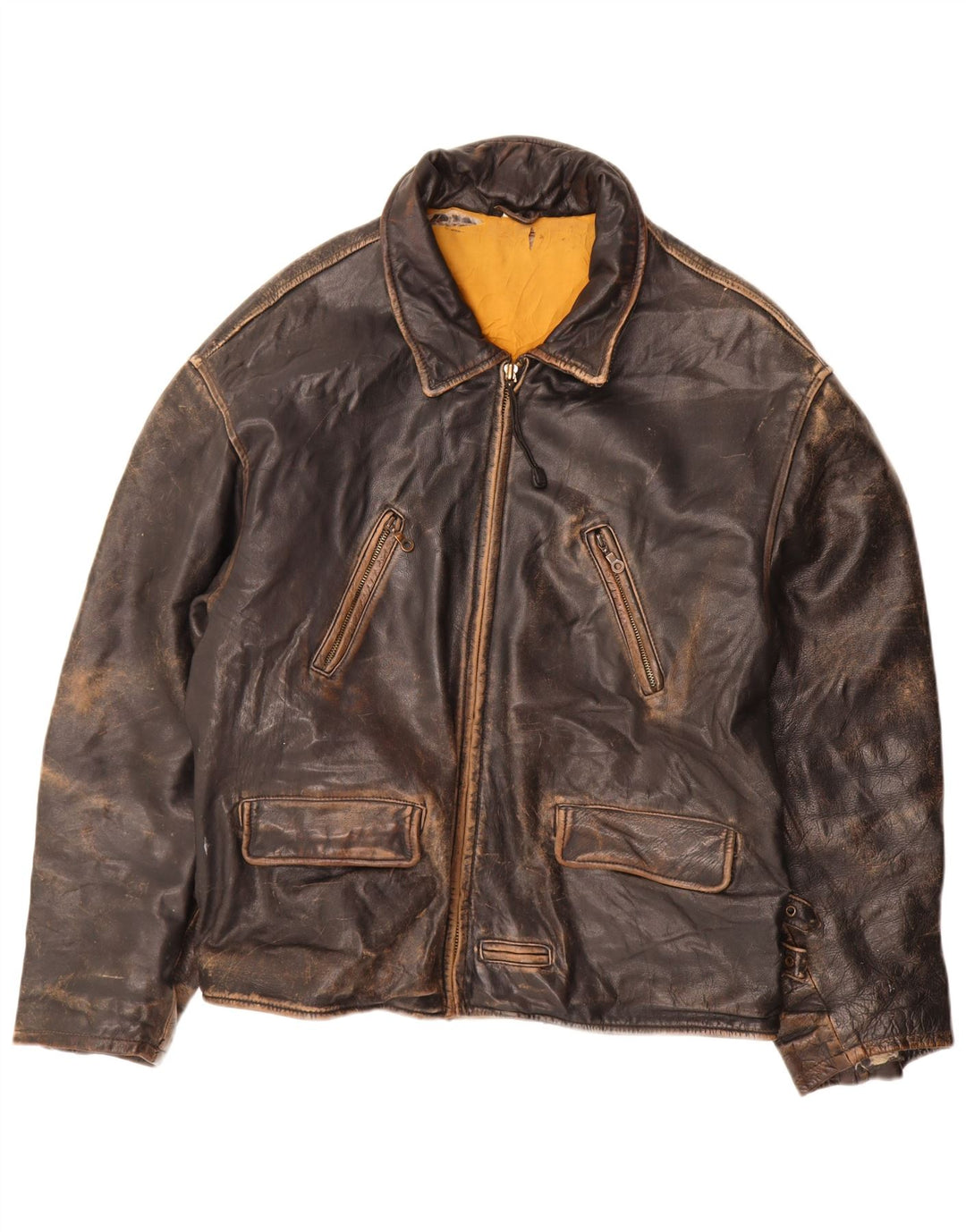 Vintage Herren Lederjacke UK 44 2XL Braun
