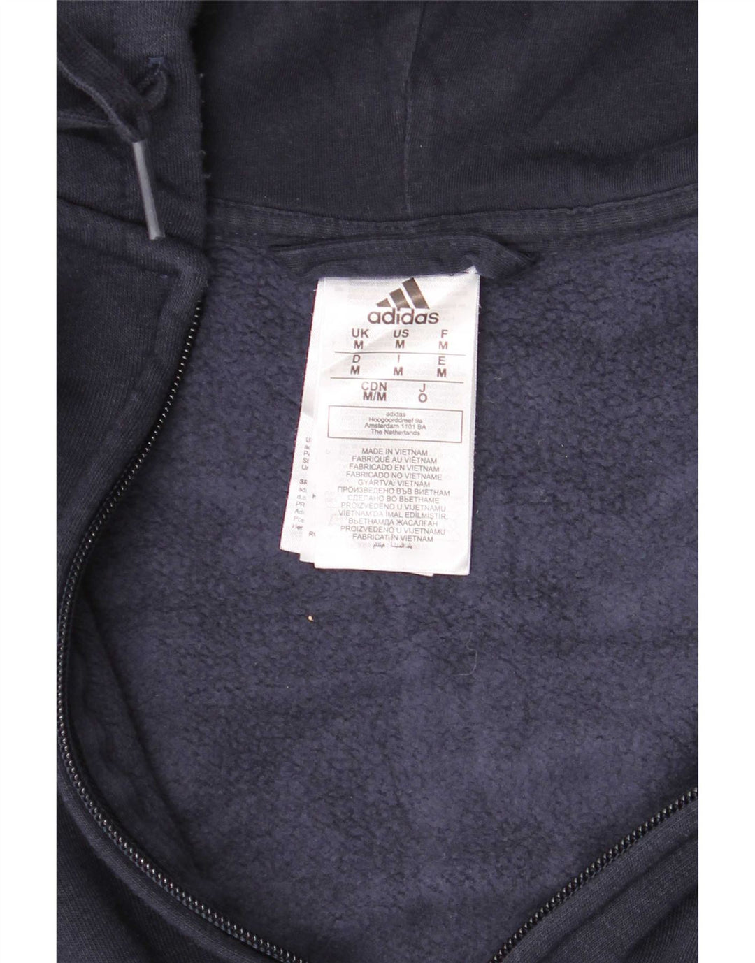 Adidas Herren-Kapuzenpullover mit Reißverschluss, mittlere marineblaue Baumwolle