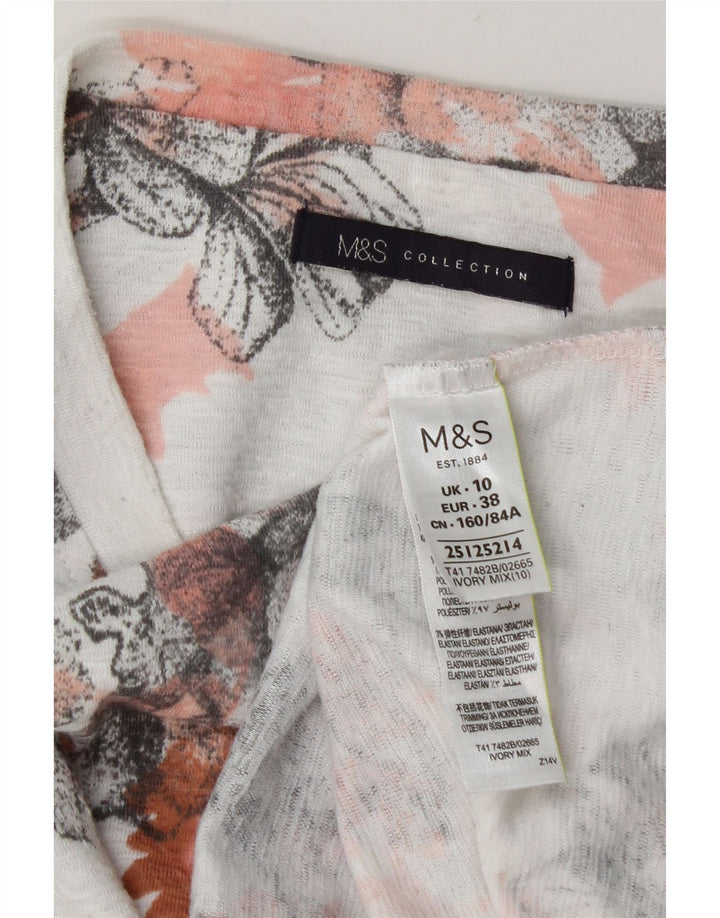 Marks & Spencer Damen-Oversize-Oberteil, langärmlig, Gr. 10, Größe S, weiß, geblümt