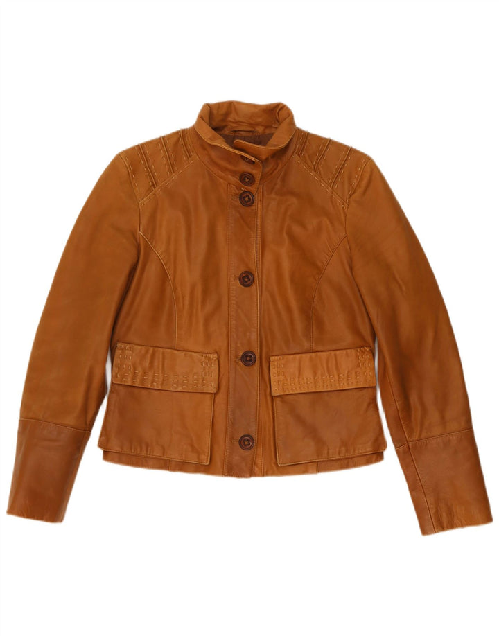 Vintage Damen Lederjacke UK 12 Mittelbraunes Leder