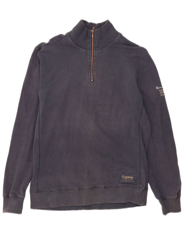 Champion Herren-Sweatshirt mit Reißverschluss am Hals, groß, marineblau, Baumwolle