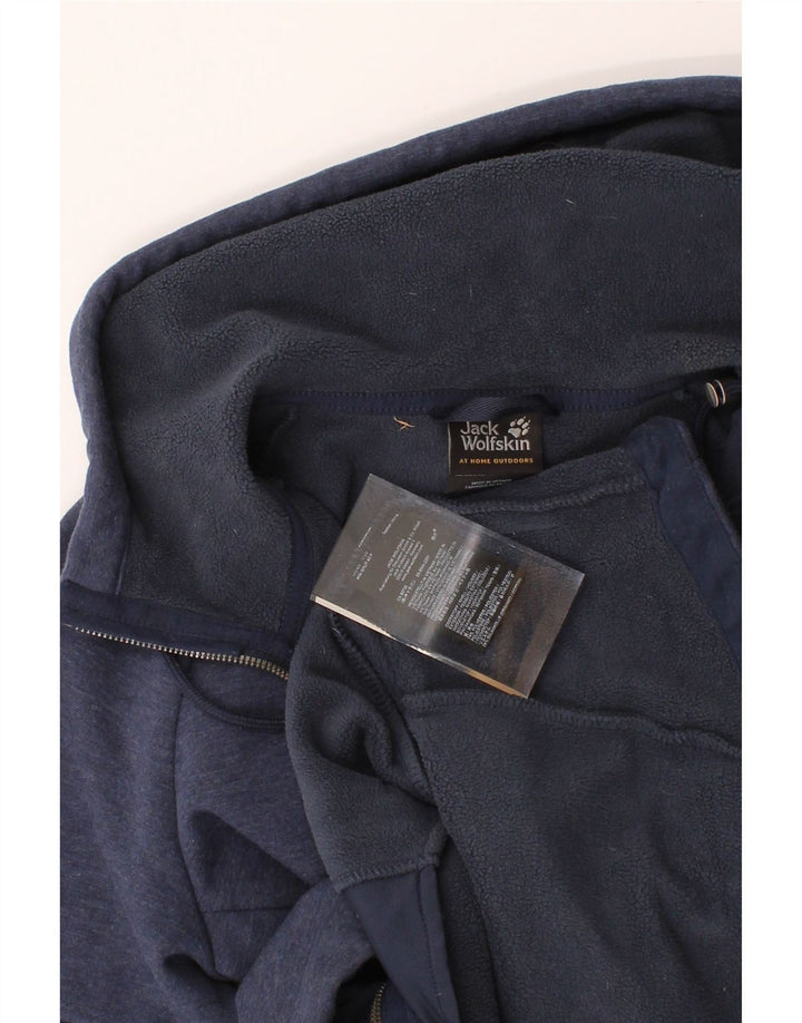JACK WOLFSKIN Womens Zip Hoodie Sweater UK 12 Medium Navy Blue Polyester Vintage Jack Wolfskin and Second-Hand Jack Wolfskin from Messina Hembry 