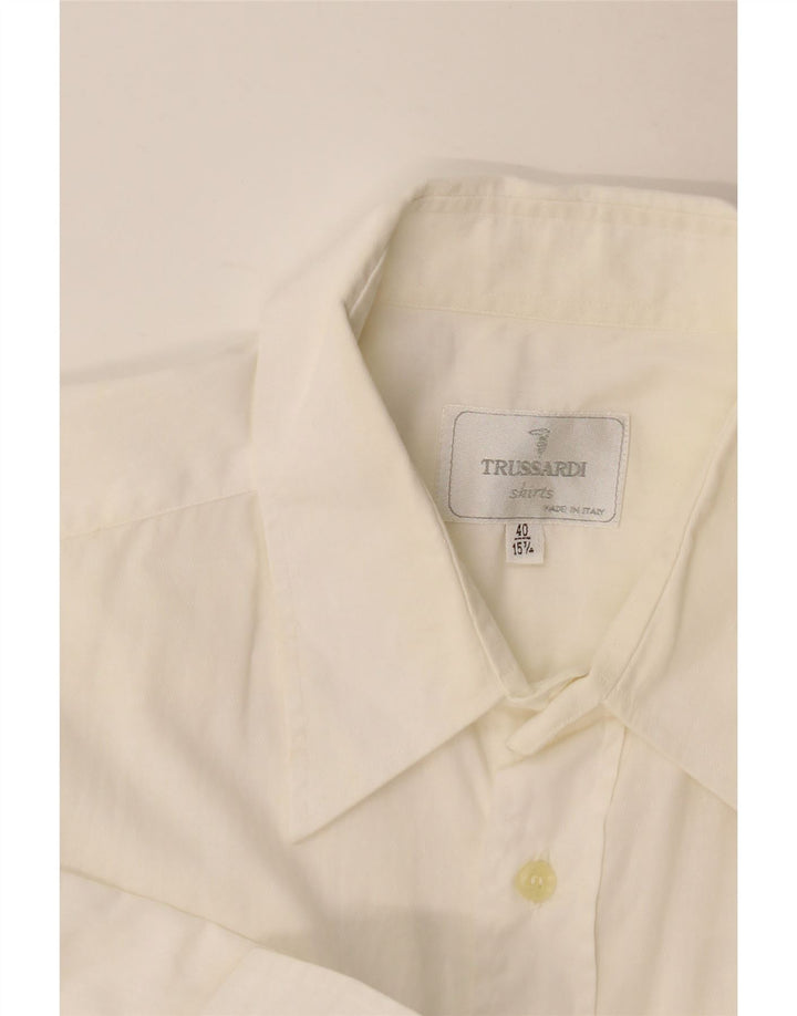 Trussardi Herrenhemd Größe 40 15 3/4 Medium Weiß