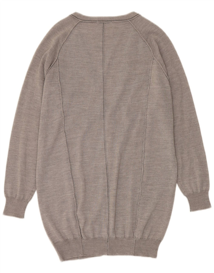 ICEBERG Damen Longline-Cardigan-Pullover UK 14 Mittelgraue Wolle