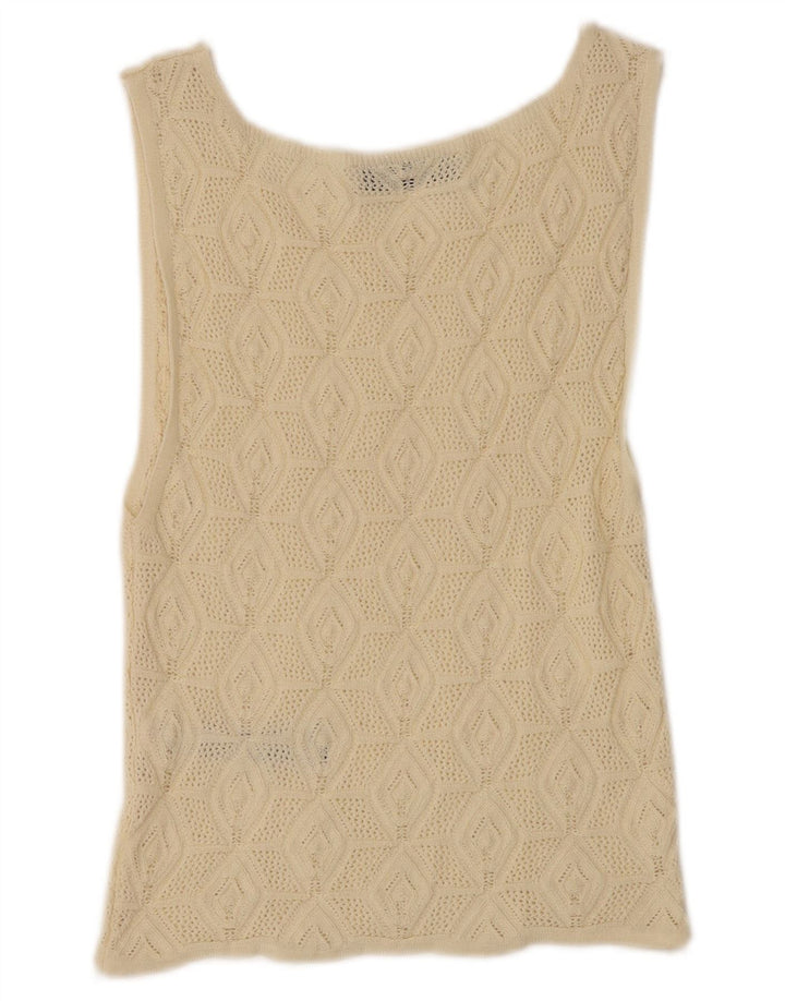 Zara Damen Strickweste Top UK 14 Large Beige Polyamid