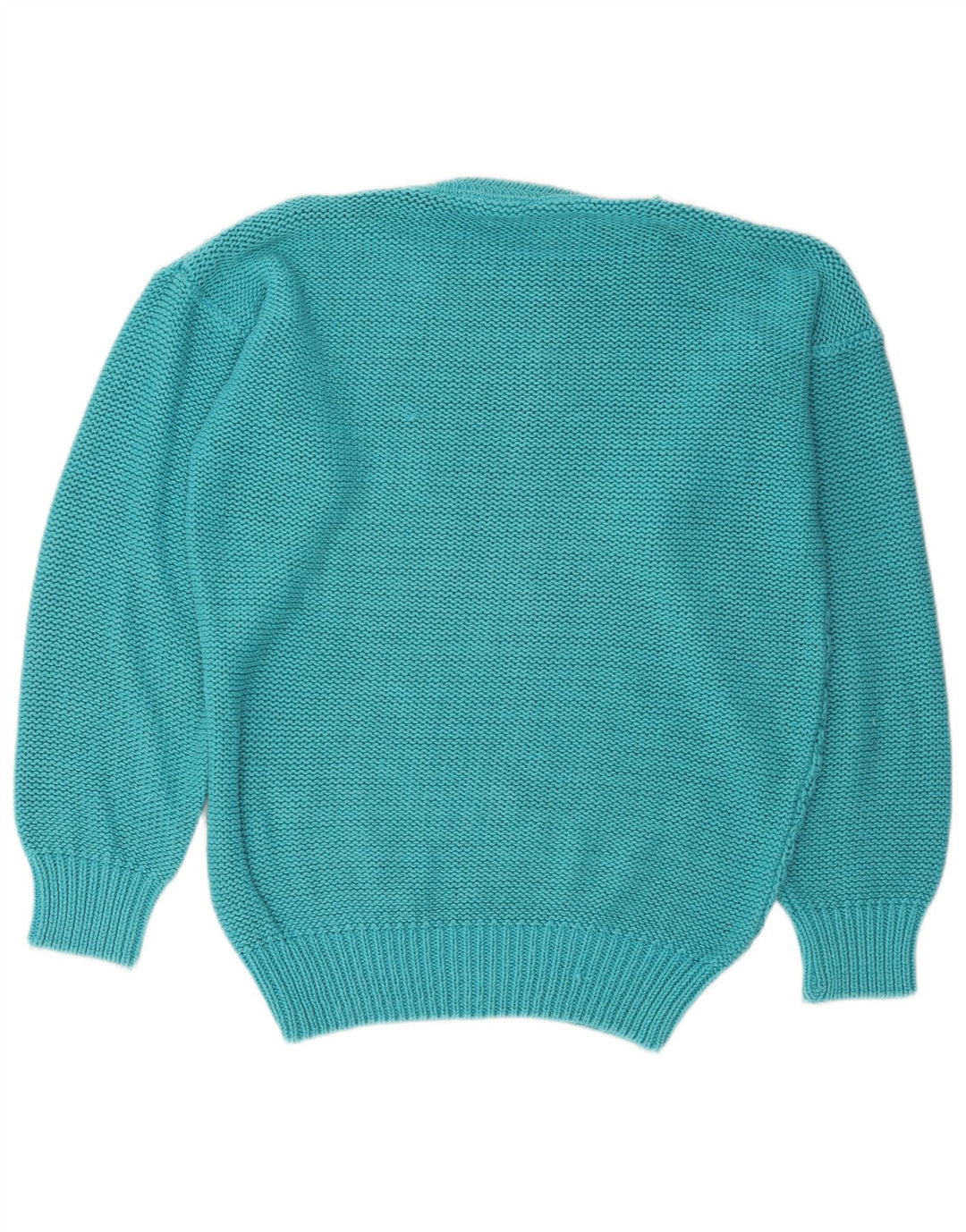 Vintage Damen Pullover mit Rundhalsausschnitt EU 36/38 Mittelblaue Baumwolle