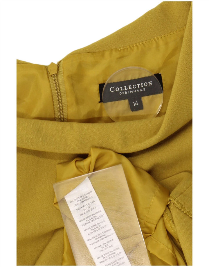 DEBENHAMS Womens Sheath Dress UK 16 Large  Yellow Polyester
