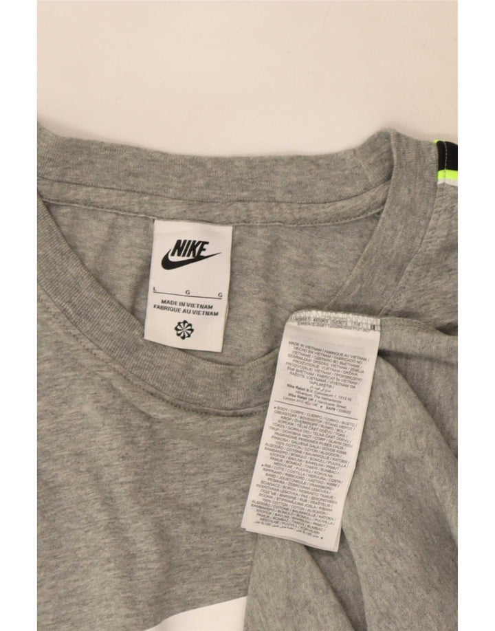 Nike Herren-T-Shirt mit Grafik, Größe L, Grau, Colourblock-Baumwolle