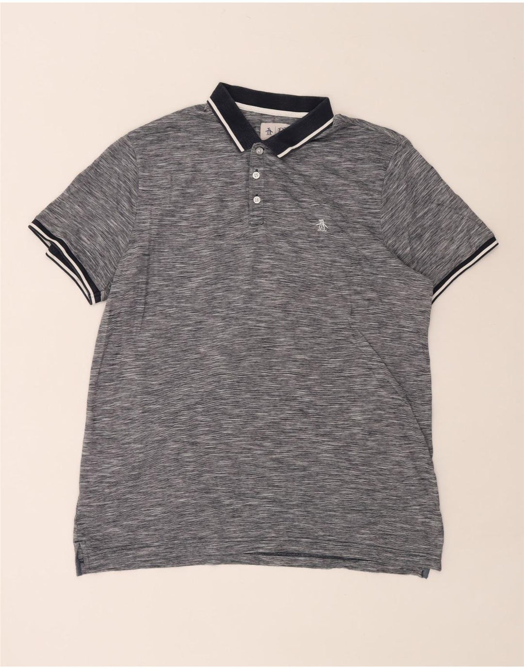 PENGUIN Herren-Poloshirt XL aus grau gesprenkelter Baumwolle