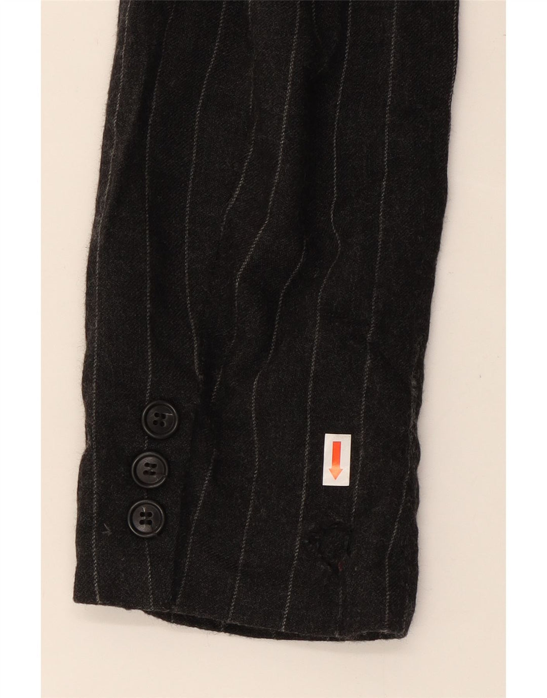BENETTON Womens 3 Button Blazer Jacket IT 40 Small Black Pinstripe Wool Vintage Benetton and Second-Hand Benetton from Messina Hembry 