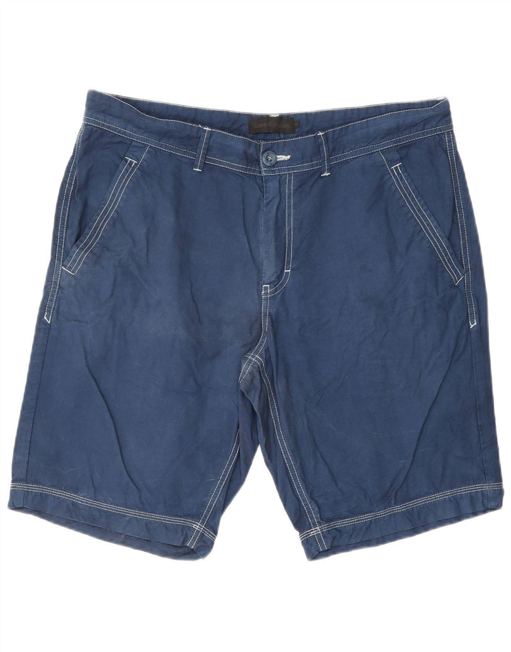 CALVIN KLEIN Herren Chinoshorts W34 Große blaue Baumwolle