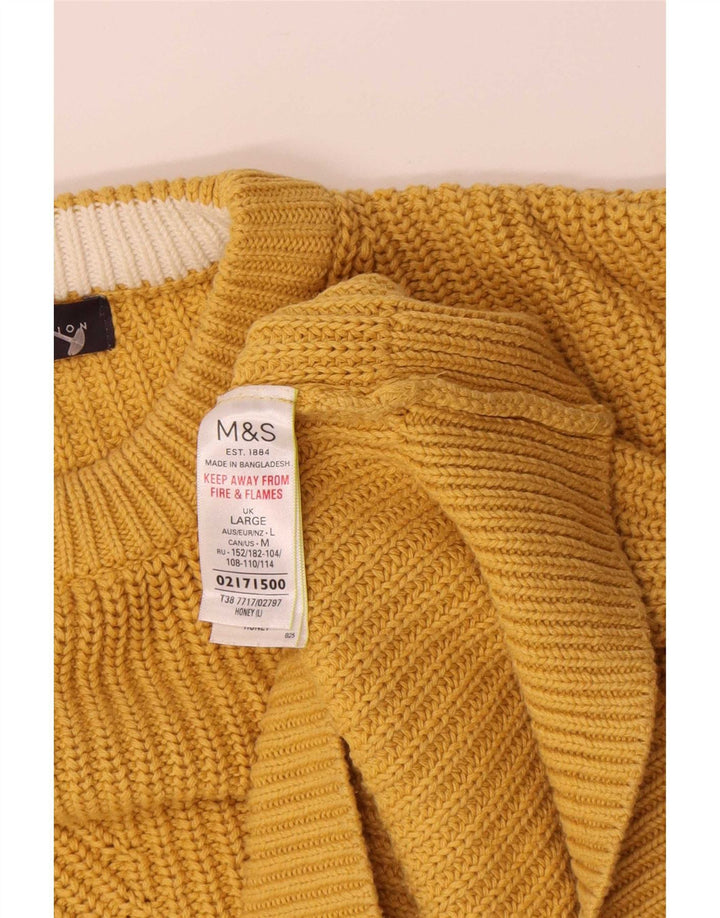 Marks & Spencer Damen-Pullover mit Rundhalsausschnitt, Gr. 40, Größe L, Gelb