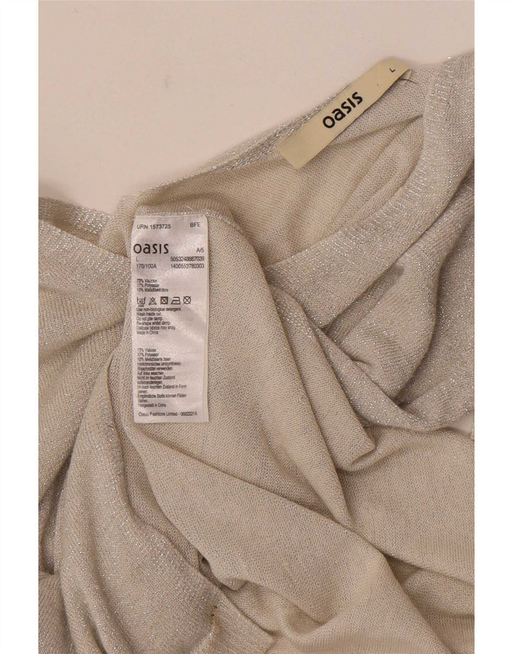 Oasis Damen Top Langarm UK 16 Large Grau meliert Viskose