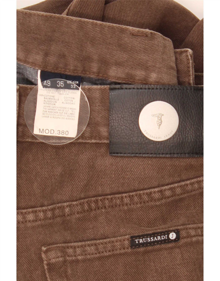 Trussardi Herren Straight Jeans W33 L30 Braune Baumwolle
