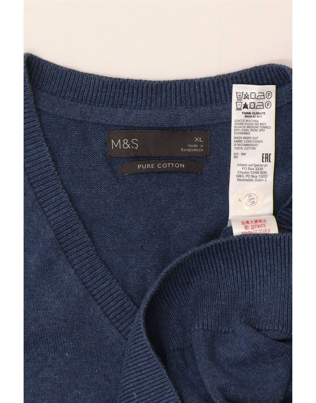 Marks & Spencer Herren Weste Tank Top XL Marineblau Baumwolle